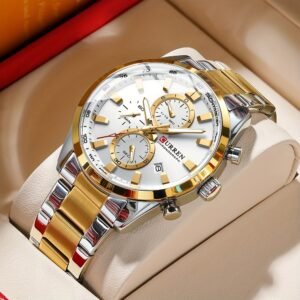CURREN Business Men’s Watch, Multifunctional Chronograph Wristwatch Round Watch, Ideal Choice For Gifts