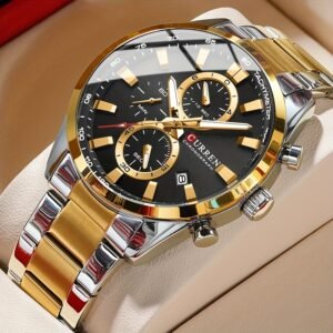 CURREN Business Men’s Watch, Multifunctional Chronograph Wristwatch Round Watch, Ideal Choice For Gifts