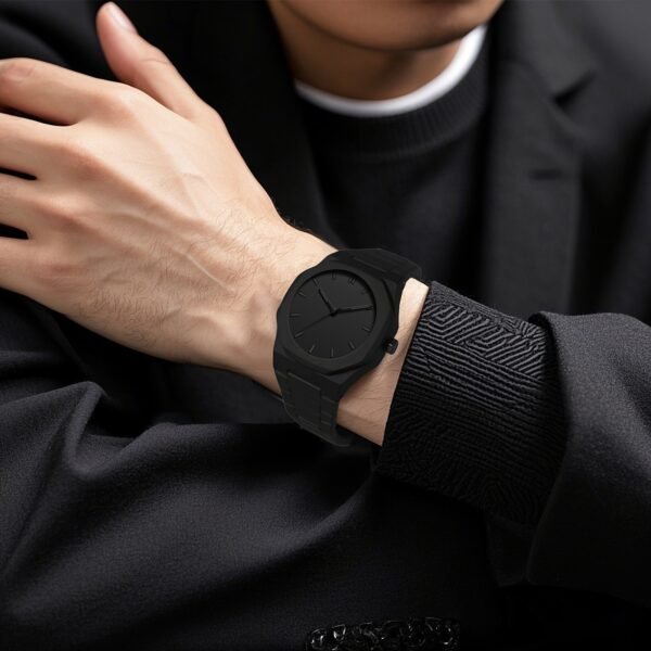 VA VA VOOM Men'S Stylish Black Watch with Arabic-Indian Dial, Quartz, Non-Rechargeable Battery, Plastic Strap - Casual and Trendy Timepiece for Everyday Use, Casual Accessory | Minimalist Watch | Quartz Movement - Image 7