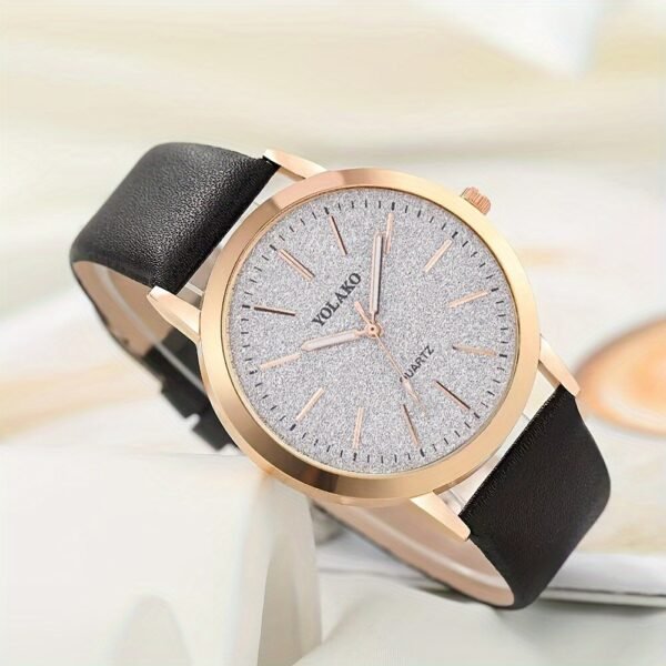 4pcs Elegant Quartz Wrist Watch Set for Women, Round Zinc Alloy Case with PU Leather Strap, Classic Pointer Display, Fashionable Simple Dial - Ideal Gift for Valentine's Day, Easter, Birthdays, Eid Al-Adha - Image 7