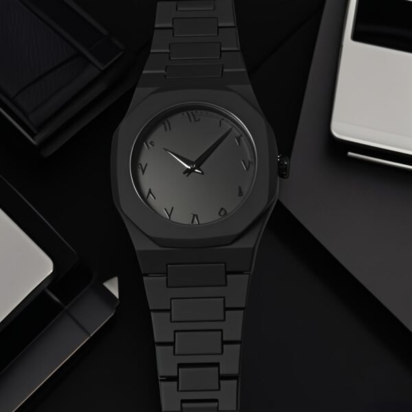 VA VA VOOM Men'S Stylish Black Watch with Arabic-Indian Dial, Quartz, Non-Rechargeable Battery, Plastic Strap - Casual and Trendy Timepiece for Everyday Use, Casual Accessory | Minimalist Watch | Quartz Movement - Image 11
