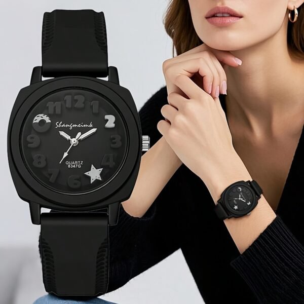 Casual Fashion Quartz Watch Silicone Wrist Watch Alloy Analog-digital Pointer Perfect For Women Her Student Gifts