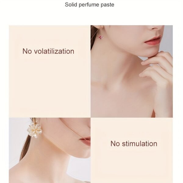 Portable Solid Perfume for Women, Long-Lasting Natural Fresh Floral Musk Scent, Compact and Convenient for Everyday Use and Dates, Alcohol-Free Solid Perfume Stick in Elegant White and Golden Packaging, Date Night Fragrance | Sleek Design | Alcoholfree Perfume - Image 3
