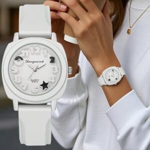 Casual Fashion Quartz Watch Silicone Wrist Watch Alloy Analog-digital Pointer Perfect For Women Her Student Gifts