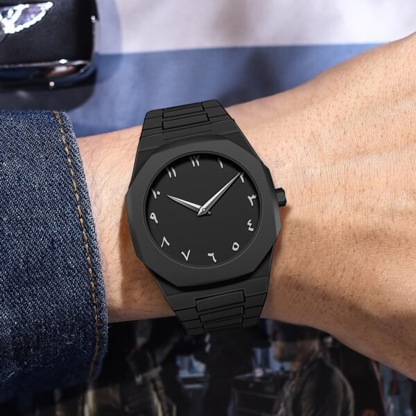 VA VA VOOM Men'S Stylish Black Watch with Arabic-Indian Dial, Quartz, Non-Rechargeable Battery, Plastic Strap - Casual and Trendy Timepiece for Everyday Use, Casual Accessory | Minimalist Watch | Quartz Movement - Image 12