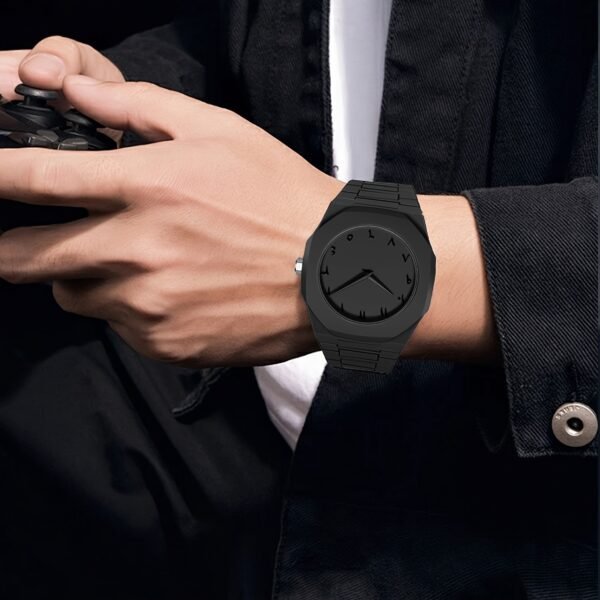 VA VA VOOM Men'S Stylish Black Watch with Arabic-Indian Dial, Quartz, Non-Rechargeable Battery, Plastic Strap - Casual and Trendy Timepiece for Everyday Use, Casual Accessory | Minimalist Watch | Quartz Movement - Image 4